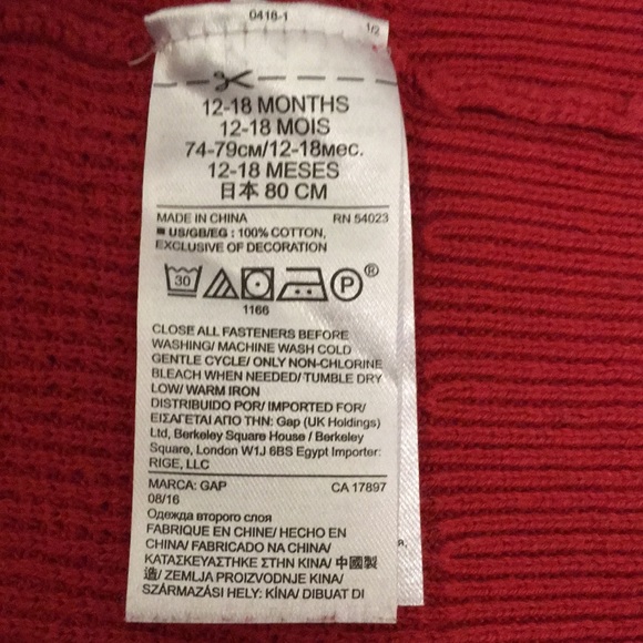 BabyGAP Red Waffle Knit Sweater 12-18 months - Picture 5 of 5